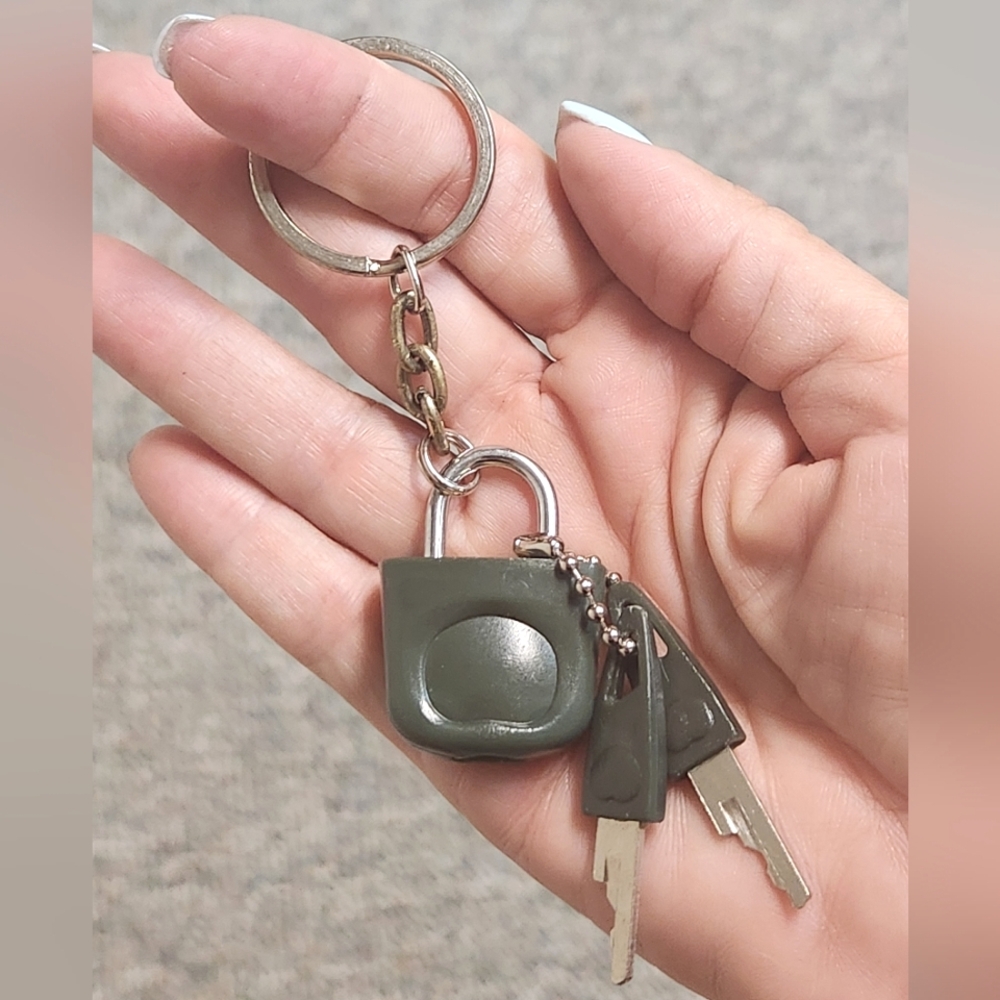Restoration Hardware Charcoal Gray Padlock Keychain